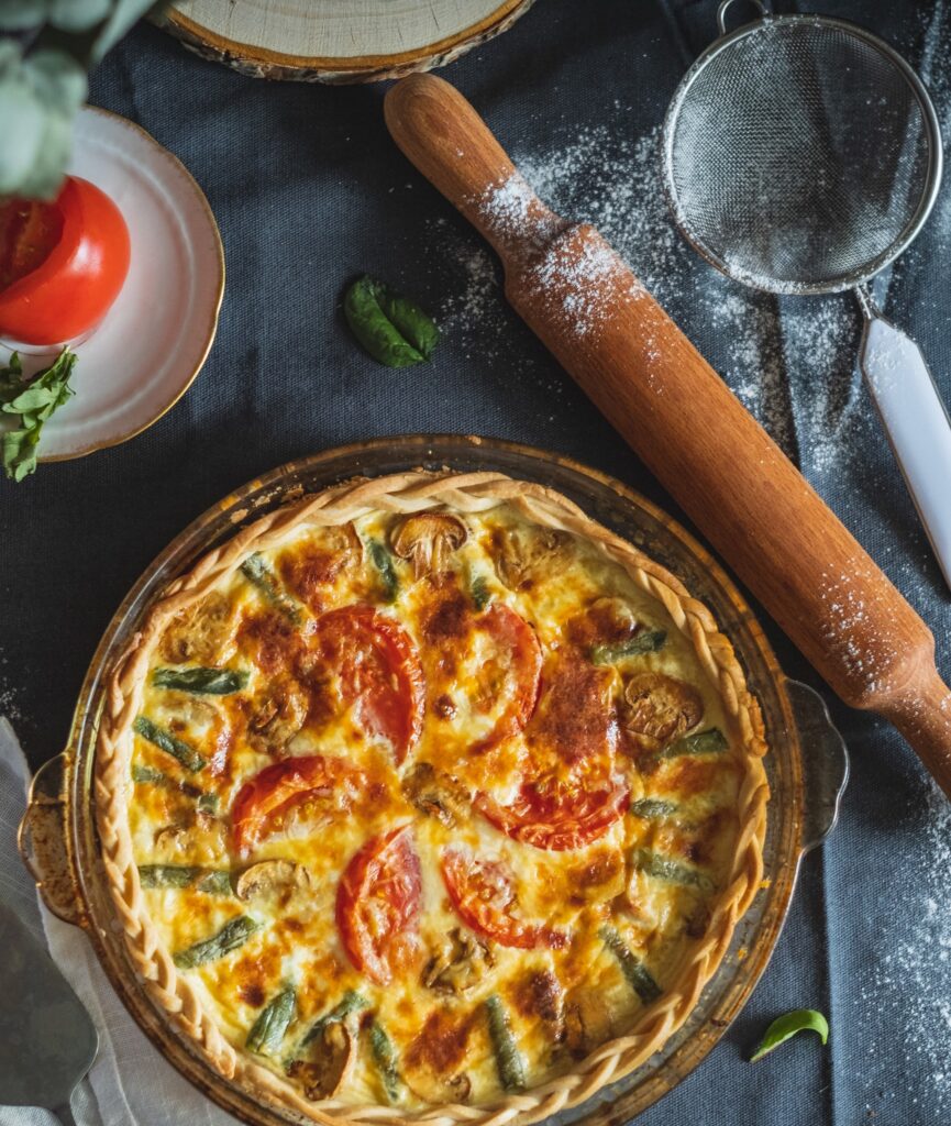 Baked Quiche with rolling pin